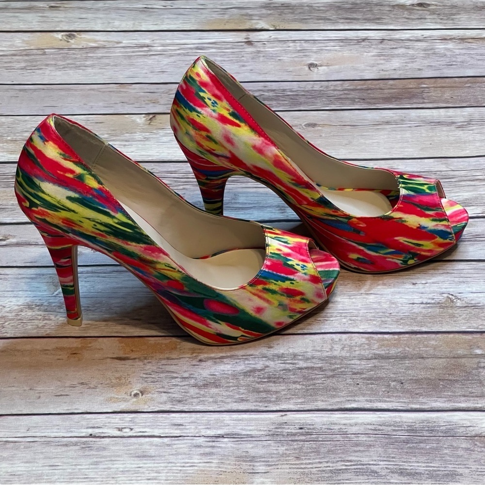 Call It Spring Hebden Pink Multi Peep-Toe Heel Size 8 (NWOT) CLUTCH NOT INCLUDED